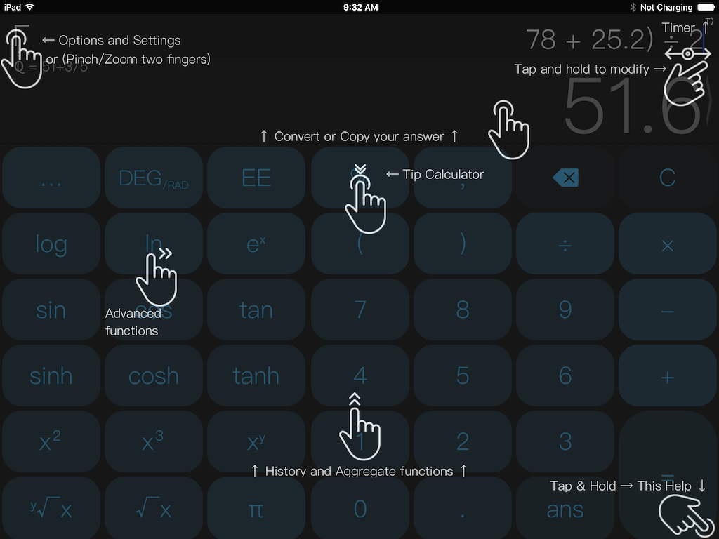 CALC Shortcuts, Gestures and Tricks screenshot