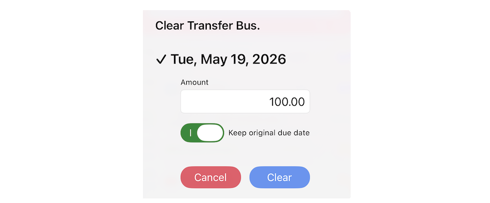 Auto-clear transactions screenshot