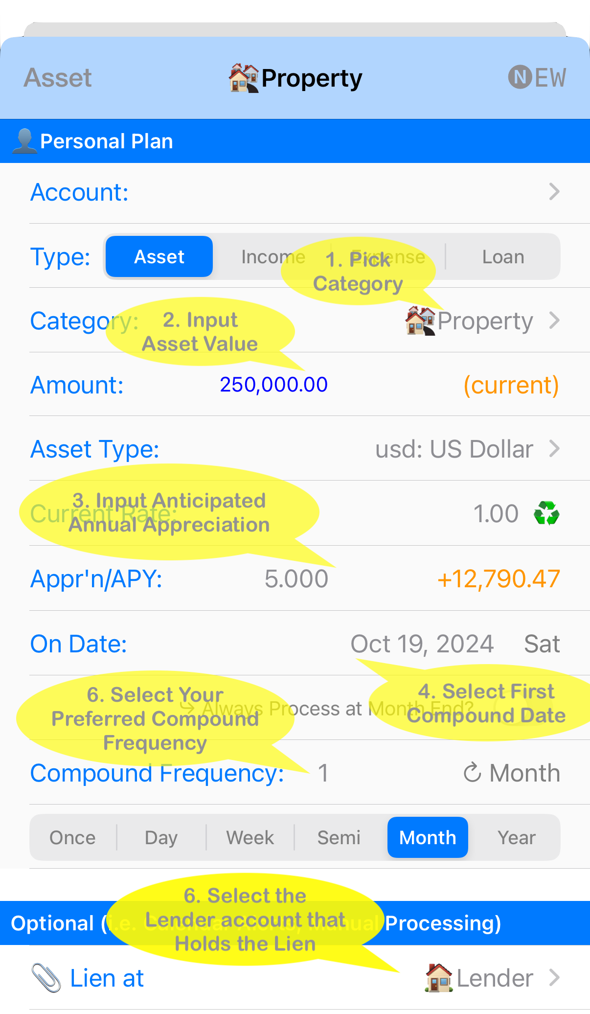 How to Setup an Asset with Appreciation screenshot