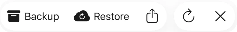 Backup, Restore, and share controls in Foreseenly CashFlow Backup and Sync