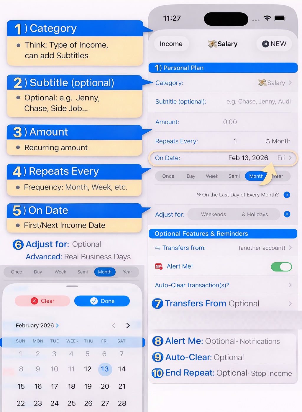 Income (and Expense) Plans screenshot