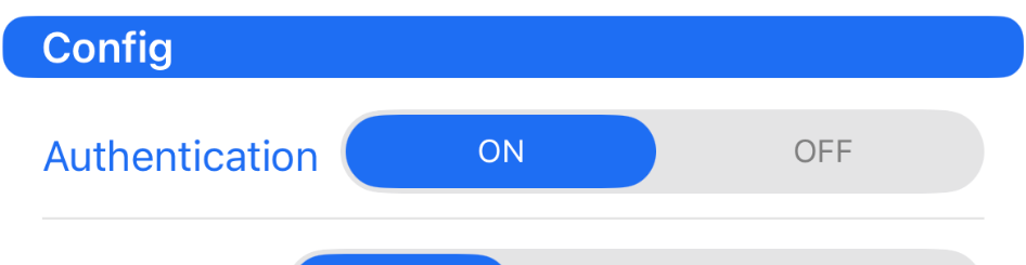 Authentication setting with ON selected and OFF available